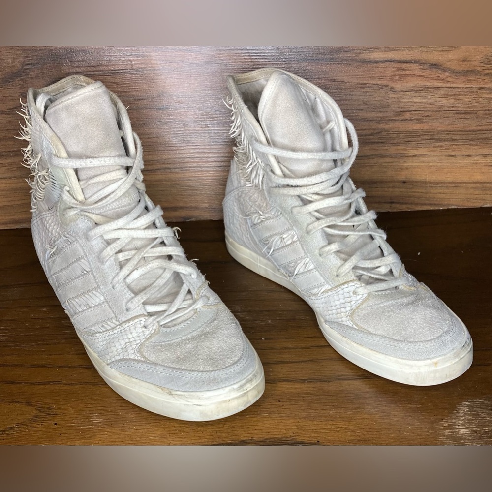 adidas Cream High-Top Athletic Shoes